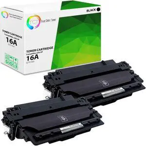 True Color Toner 16A Toner Cartridge 2 Pack - Premium Compatible Replacement for HP 16A Q7516A Black Works With HP Laserjet 5200 5200DTN 5200TN
