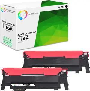 True Color Toner 116A Black Toner Cartridge 2 Pack - Premium Compatible Replacement for HP 116A W2060A Works With HP Color Laser 150A 150nw MFP178nw 179fnw