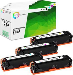 True Color Toner 125A Toner Cartridge 4 Pack - Premium Compatible Replacement for HP 125A CB540A CB541A CB542A CB543A Works With HP Color LaserJet CP1215 CP1515N CP1518NI CM1312