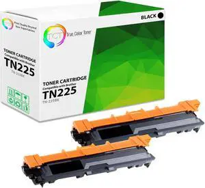 True Color Toner TN225 Black Toner Cartridge 2 Pack - Premium Compatible Replacement for Brother TN-225 TN225BK Black Works With Brother HL-3140 3150 3170 MFC-9130 9140 DCP-9020