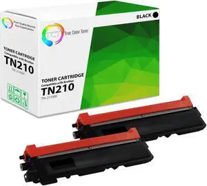 True Color Toner TN210 Black Toner Cartridge 2 Pack - Premium Compatible Replacement for Brother TN-210 TN210BK Black Works With Brother HL-3040 3070 3045 3075 MFC-9010 9120 9320 9125 9325