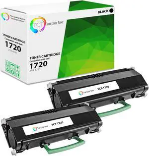 True Color Toner 1720 Toner Cartridge 2 Pack - Premium Compatible Replacement for Dell 310-8701 310-8702 310-8708 310-8709 Black Works With Dell 1720 1720N