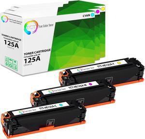 True Color Toner 125A Color Toner Cartridge 3 Pack - Premium Compatible Replacement for HP 125A CB541A CB542A CB543A Works With HP Color LaserJet CP1215 CP1515N CP1518NI CM1312