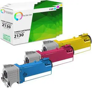 True Color Toner 2130 Color Toner Cartridge 3 Pack - Premium Compatible Replacement for Dell 330-1437 330-1433 330-1438 Works With Dell 2130CN 2135CN