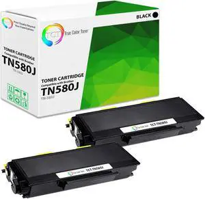 True Color Toner TN580 Toner Cartridge 2 Pack - Premium Compatible Replacement for Brother TN550 TN580 Jumbo Black Works With Brother HL 5240 5250DN 5250DNT DCP 8060 8065DN MFC 8460N