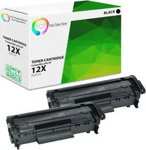 True Color Toner 12X Toner Cartridge 2 Pack - Premium Compatible Replacement for HP 12X Q2612X Black High Yield Works With HP LaserJet 1010 1012 1015 1018 1020 1022 3015 3020 3030 3050 3055