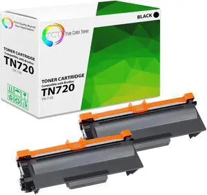 True Color Toner TN720 Toner Cartridge 2 Pack - Premium Compatible Replacement for Brother TN-720 Black Works With Brother HL-5440D 5450 6180 5470 MFC-8510 8520 8710 8810 DCP-8110 8150 8155