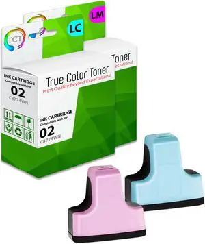 True Color Toner 02 Color Ink Cartridge 2 Pack - Premium Compatible Replacement for HP 02 Works With HP Photosmart 3110 3210 3210v 3210xi 3310 C5180 D7245 D7255