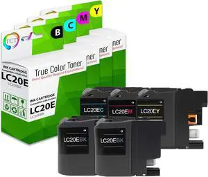 TCT LC20E Ink Cartridge 5 Pack - Premium Compatible Replacement for Brother LC20EBK LC20EC LC20EM LC20EY Super High Yield Works With Brother MFC-J5920DW J985DW