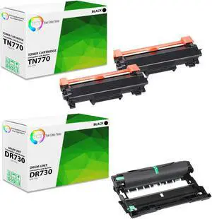 True Color Toner TN770 Toner Cartridge 2 Pack and DR730 Drum Unit - Premium Compatible Replacements for Brother MFC-L2750DW L2750DWXL HL-L2370DW L2370DWXL