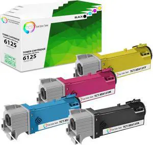 True Color Toner 6125 Toner Cartridge 4 Pack - Premium Compatible Replacement for Xerox Phaser 6125 6125N