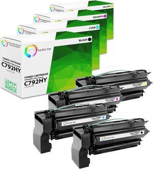 True Color Toner Premium Compatible Toner Cartridge Replacement for Lexmark C792H C792X1KG C792X1CG C792X1MG C792X1YG Extra High Yield Works With Lexmark C792