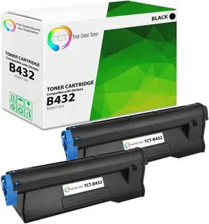 True Color Toner B432 Toner Cartridge 2 Pack - Premium Compatible Replacement for Okidata B432 45807101 Black Works With Okidata B432dn B512dn MB492 MB562w