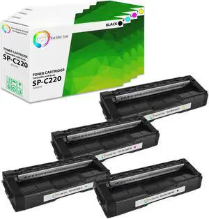 True Color Toner SP220 Toner Cartridge 4 Pack - Premium Compatible Replacement for Ricoh Aficio SP C220A C220DN C220N C220S