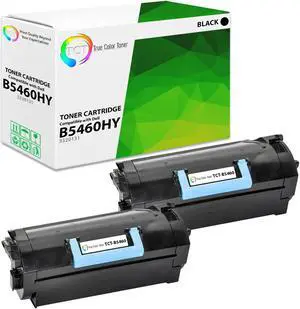 True Color Toner B5460HY Toner Cartridge 2 Pack - Premium Compatible Replacement for Dell 332-0131 Black High Yield Works With Dell B5460 B5465 B5460dn B5465dnf