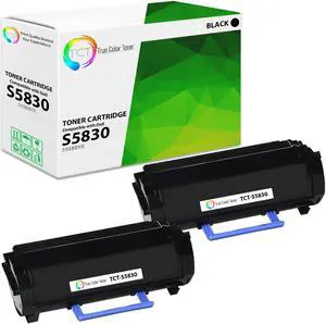 True Color Toner S5830 Toner Cartridge 2 Pack - Premium Compatible Replacement for Dell 593-BBYR X68Y8 Black Works With Dell S5830dn S5830