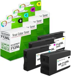 TCT 712XL Ink Cartridge 4 Pack - Premium Compatible Replacement for HP 712XL High Yield Works With HP DesignJet T650 T630 T250 T230 T210