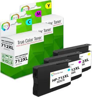 TCT 712XL Color Ink Cartridge 3 Pack - Premium Compatible Replacement for HP 712XL High Yield Works With HP DesignJet T650 T630 T250 T230 T210