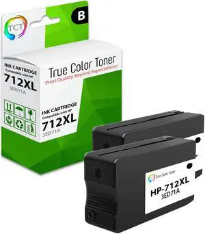 TCT 712XL Black Ink Cartridge 2 Pack - Premium Compatible Replacement for HP 712XL 3ED71A Black High Yield Works With HP DesignJet T650 T630 T250 T230 T210