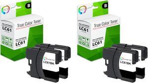 True Color Toner LC61 Black Ink Cartridge 2 Pack - Premium Compatible Replacement for Brother LC-61 LC61BK Works With Brother DCP165C MFC250C 255CW