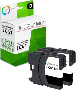 True Color Toner LC61 Black Ink Cartridge 2 Pack - Premium Compatible Replacement for Brother LC-61 LC61BK Works With Brother DCP165C MFC250C 255CW