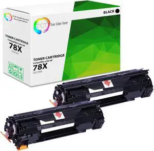 True Color Toner 78X 78AJ Toner Cartridge 2 Pack - Premium Compatible Replacement for HP 78X CE278X CE278AJ Black High Yield Works With HP LaserJet M1536 MFP M1536DNF P1560 P1566 P1606 P1606DN