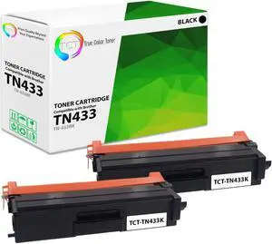 True Color Toner TN433 Black Toner Cartridge 2 Pack - Premium Compatible Replacement for Brother TN-433 TN433BK Black High Yield Works With Brother HL-L8260CDW L8360CDW MFC-L8610CDW