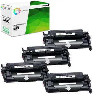 True Color Toner 58X Toner Cartridge 4 Pack - Premium Compatible Replacement for HP 58X CF258X Black High Yield Works With HP LaserJet Pro M404 M428
