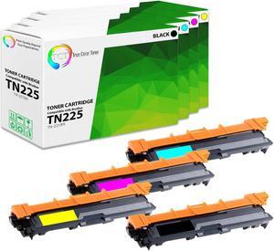 True Color Toner TN225 Toner Cartridge 4 Pack - Premium Compatible Replacement for Brother TN-225 TN-221 TN221BK TN225C TN225M TN225Y High Yield Works With Brother HL-3140 MFC-9130 DCP-9020