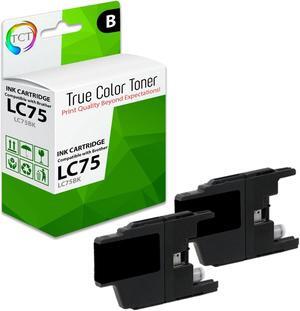TCT LC75 Black Ink Cartridge 2 Pack - Premium Compatible Replacement for Brother LC75 LC75BK Black Works With Brother MFC-J430W J825DW J435W J425W J280W J625DW