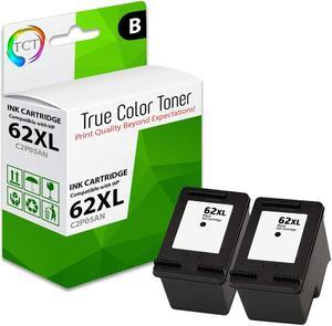 True Color Toner 62XL Black Ink Cartridge 2 Pack - Premium Compatible Replacement for HP 62XL 62 XL C2P05AN Black Works With HP Envy 5640 5642 5643 OfficeJet 5745 5740