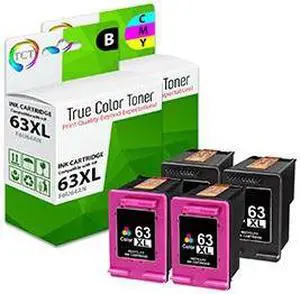 True Color Toner 63XL Ink Cartridge 4 Pack - Premium Compatible Replacement for HP 63XL 63 XL Works With HP Deskjet 1112 Envy 4520 Officejet 3830
