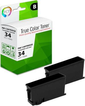 True Color Toner 34 Black Ink Cartridge 2 Pack - Premium Compatible Replacement for Dell 331-7689 Black Works With Dell V525w V725W