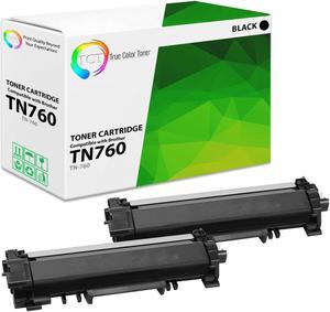 True Color Toner TN760 Toner Cartridge 2 Pack - Premium Compatible Replacement for Brother TN-760 TN760 Black High Yield Works With Brother HL-L2350DW L2370DW DCP-L2550DW MFC-L2710DW L2730DW