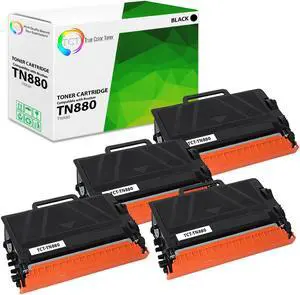 True Color Toner TN880 Toner Cartridge 4 Pack - Premium Compatible Replacement for Brother TN-880 Black Super High Yield Works With Brother HL-L6200DW L6300DW L6400DW MFC-L6700DW L6800DW