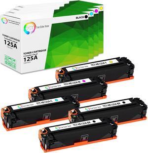 True Color Toner 125A Toner Cartridge 5 Pack - Premium Compatible Replacement for HP 125A CB540A CB541A CB542A CB543A Works With HP Color LaserJet CP1215 CP1515N CP1518NI CM1312