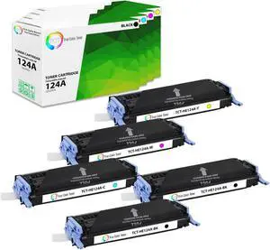 True Color Toner 124A Toner Cartridge 5 Pack - Premium Compatible Replacement for HP 124A Q6000A Q6001A Q6002A Q6003A Works With HP Color LaserJet 2600N 1600 2605N CM1015 MFP True Color Toner 124A Toner Cartridge 5 Pack - Premium Compatible Replacement for HP 124A Q6000A Q6001A Q6002A Q6003A Works With HP Color LaserJet 2600N 1600 2605N CM1015 MFP