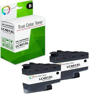 TCT LC401XL Black Ink Cartridge 2 Pack - Premium Compatible Replacement for Brother LC401XL LC401XLBK Black High Yield Works With Brother MFC-J1010 J1012 J1170