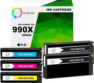 TCT 990X Ink Cartridge 5 Pack - Premium Compatible Replacement for HP 990X High Yield Works With HP Pagewide Pro 750 772 777