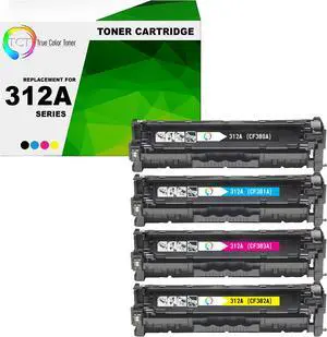 True Color Toner 312A Toner Cartridge 4 Pack - Premium Compatible Replacement for HP 312A CF380A CF381A CF382A CF383A Works With HP Color LaserJet Pro MFP M476NW M476DN M476DW