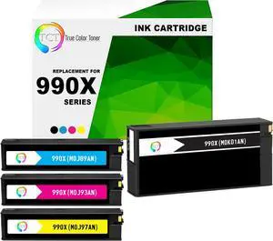 TCT 990X Ink Cartridge 4 Pack - Premium Compatible Replacement for HP 990X High Yield Works With HP Pagewide Pro 750 772 777