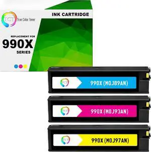 TCT 990X Color Ink Cartridge 3 Pack - Premium Compatible Replacement for HP 990X High Yield Works With HP Pagewide Pro 750 772 777