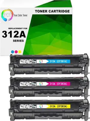 True Color Toner 312A Color Toner Cartridge 3 Pack - Premium Compatible Replacement for HP 312A CF381A CF382A CF383A Works With HP Color LaserJet Pro MFP M476NW M476DN M476DW