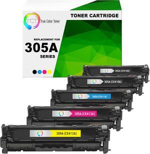 True Color Toner 305A Toner Cartridge 5 Pack - Premium Compatible Replacement for HP 305A CE410A CE411A CE412A CE413A Works With HP LaserJet Pro M351A M375NW M451 M475
