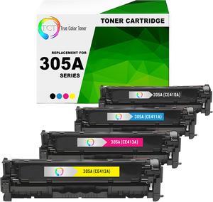 True Color Toner 305A Toner Cartridge 4 Pack - Premium Compatible Replacement for HP 305A CE410A CE411A CE412A CE413A Works With HP LaserJet Pro M351A M375NW M451 M475