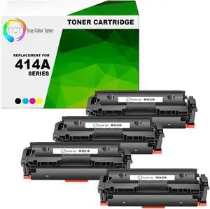 True Color Toner 414A Toner Cartridge 4 Pack - Premium Compatible Replacement for HP 414A W2020A W2021A W2022A W2023A Works With HP Color LaserJet Pro M454 MFP M479
