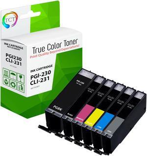 True Color Toner PGI-230 CLI-231 Ink Cartridge 6 Pack - Premium Compatible Replacement for Canon PGI-230BK CLI-231BK CLI-231C CLI-231M CLI-231Y CLI-231GY Works With Canon PIXMA TS8820
