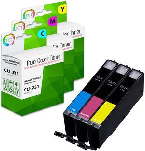 True Color Toner CLI-231 Ink Cartridge 3 Pack - Premium Compatible Replacement for Canon CLI231 CLI-231C CLI-231M CLI-231Y Works With Canon PIXMA TS8820