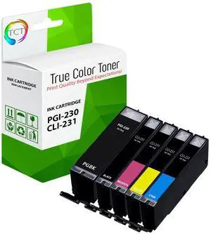 True Color Toner PGI-230 CLI-231 Ink Cartridge 5 Pack - Premium Compatible Replacement for Canon PGI-230BK CLI-231BK CLI-231C CLI-231M CLI-231Y Works With Canon PIXMA TS8820