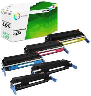 True Color Toner 642A Toner Cartridge 5 Pack - Premium Compatible Replacement for HP 642A CB400A CB401A CB402A CB403A Works With HP Color LaserJet Enterprise CP4005N CP4005DN